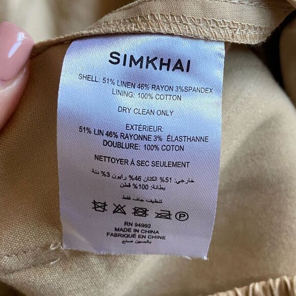 Jonathan Simkhai Amaya Cream Tan Pants Wide Leg Belted Size 0 - Picture 9 of 10